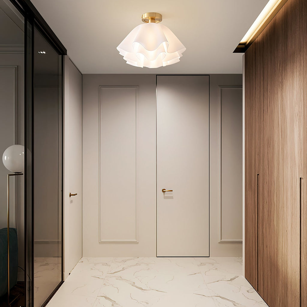 Modern Copper and Acrylic Semi-Flush Ceiling Light With Dimmable Glow — Halden Lighting