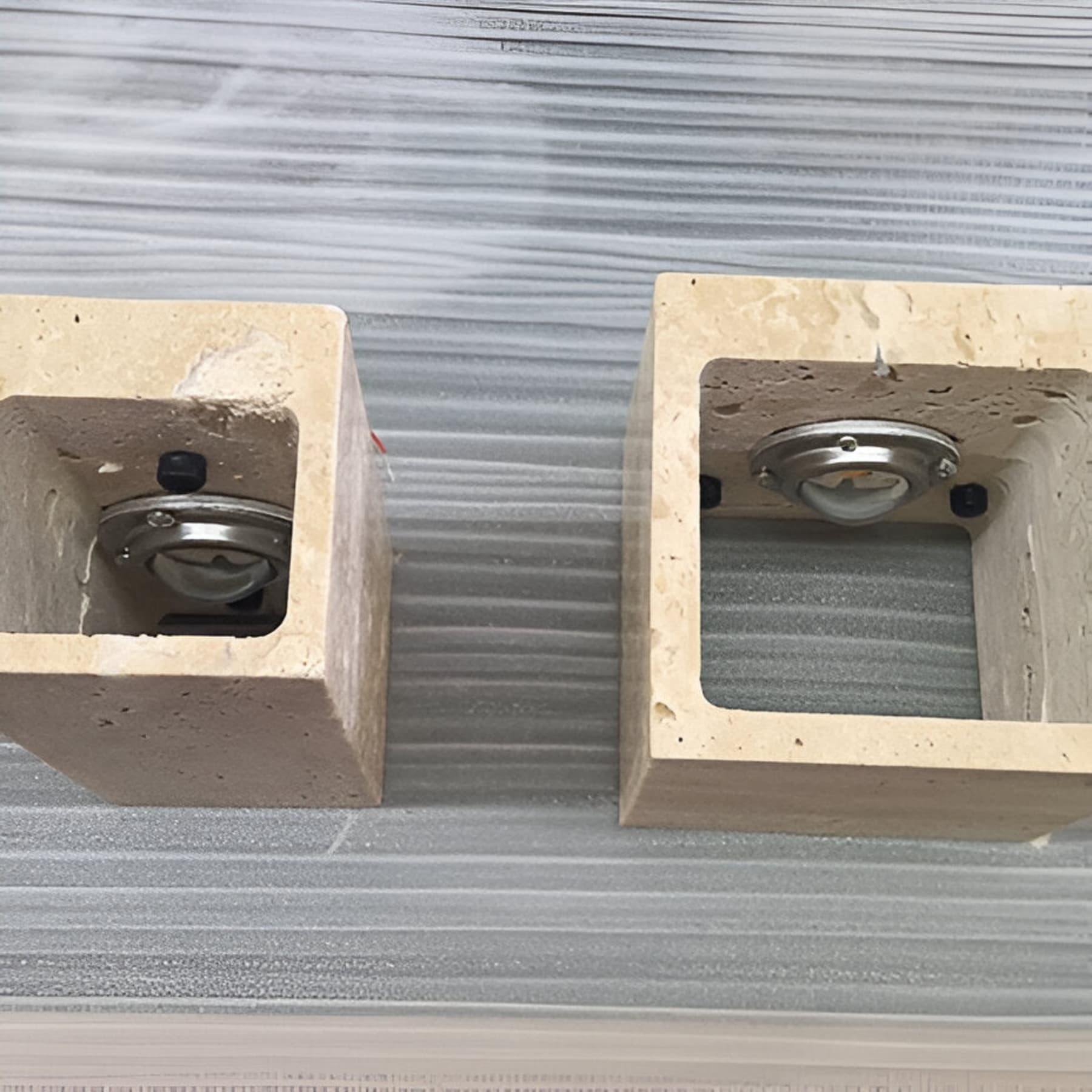 Modern Travertine Stone Wall Light With Warm LED Glow — Halden Lighting
