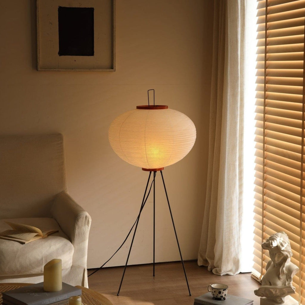 Modern Rice Paper Floor Lamp for Living Room and Bedroom — Halden Lighting
