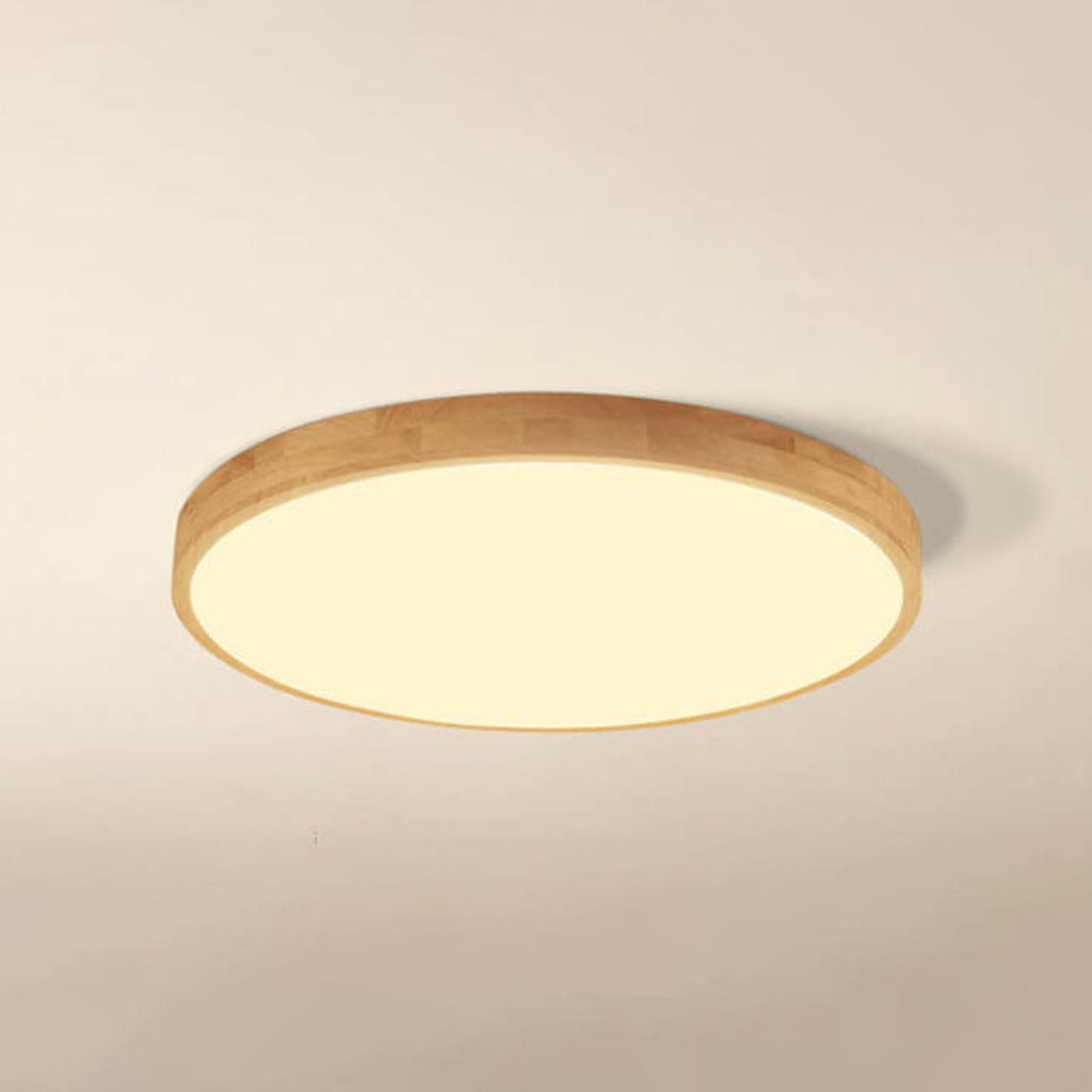Scandinavian Wood Flush Mount Ceiling Light With Integrated LED — Halden Lighting