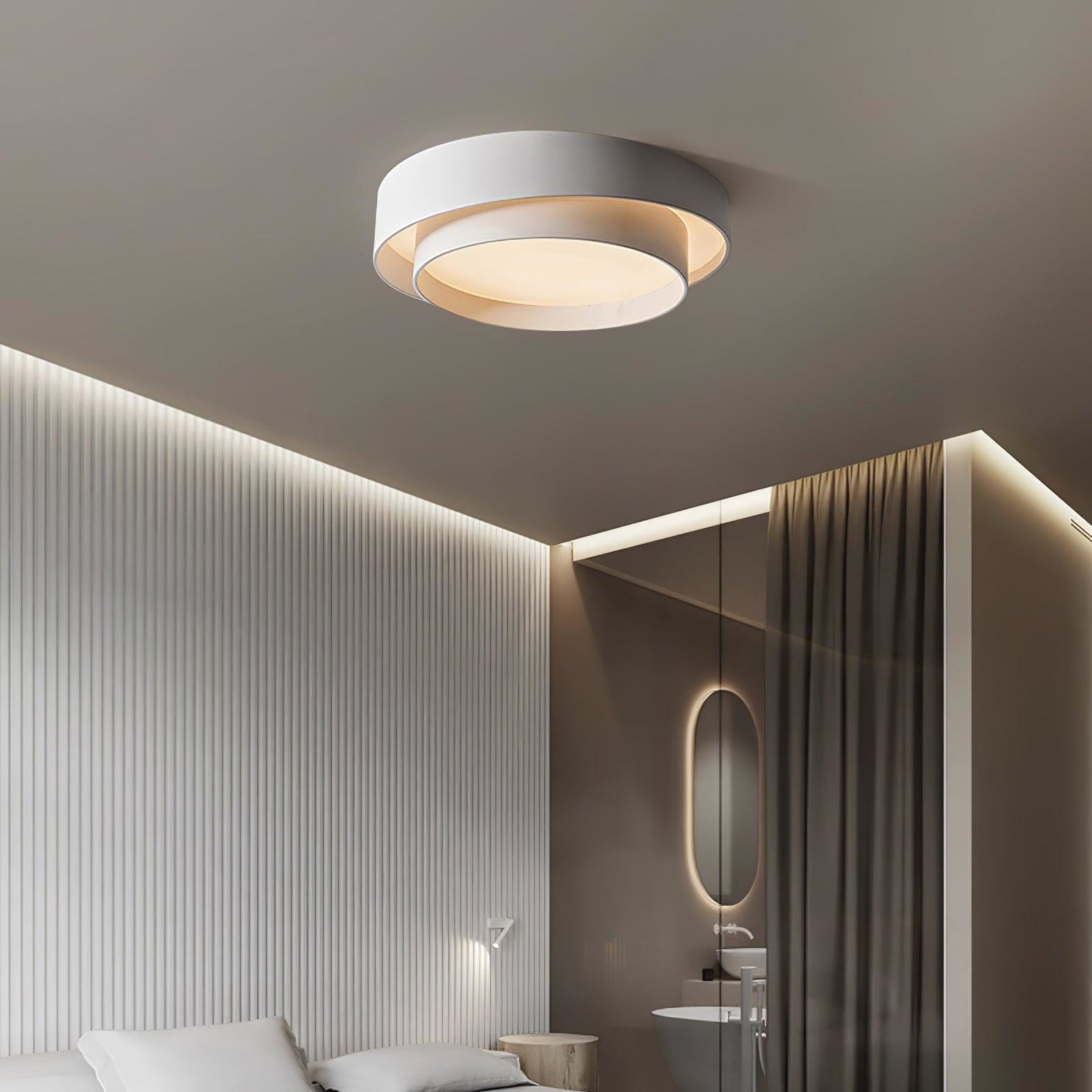 Modern Metal Flush Mount Ceiling Light With Cool Daylight Glow — Halden Lighting