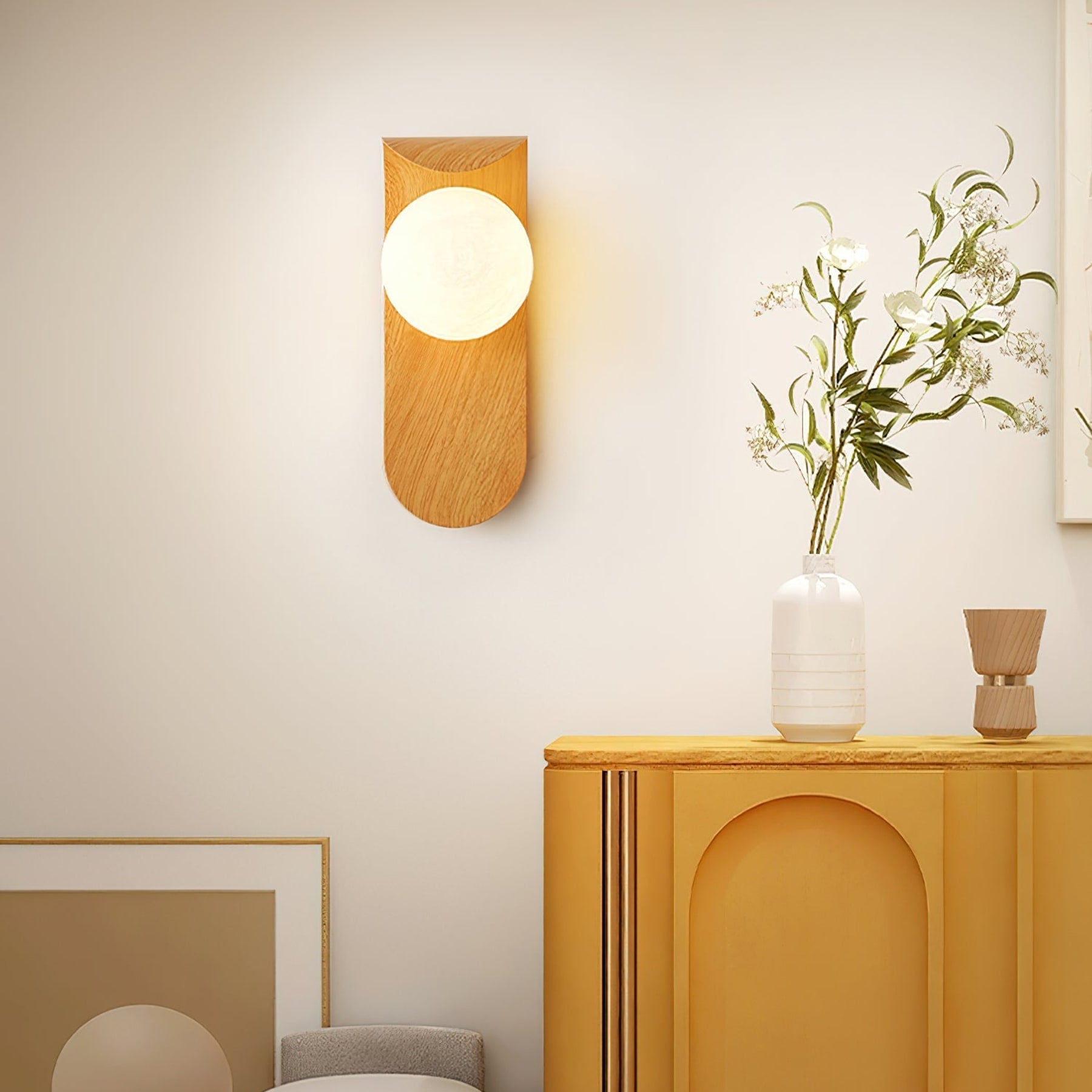 Modern Wood Wall Light With Tri-Colour LED Glow — Halden Lighting