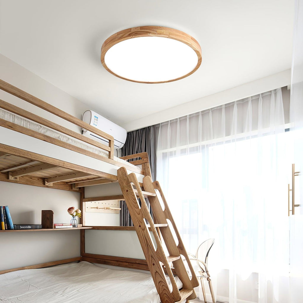 Scandinavian Wood Flush Mount Ceiling Light With Slim Profile — Halden Lighting