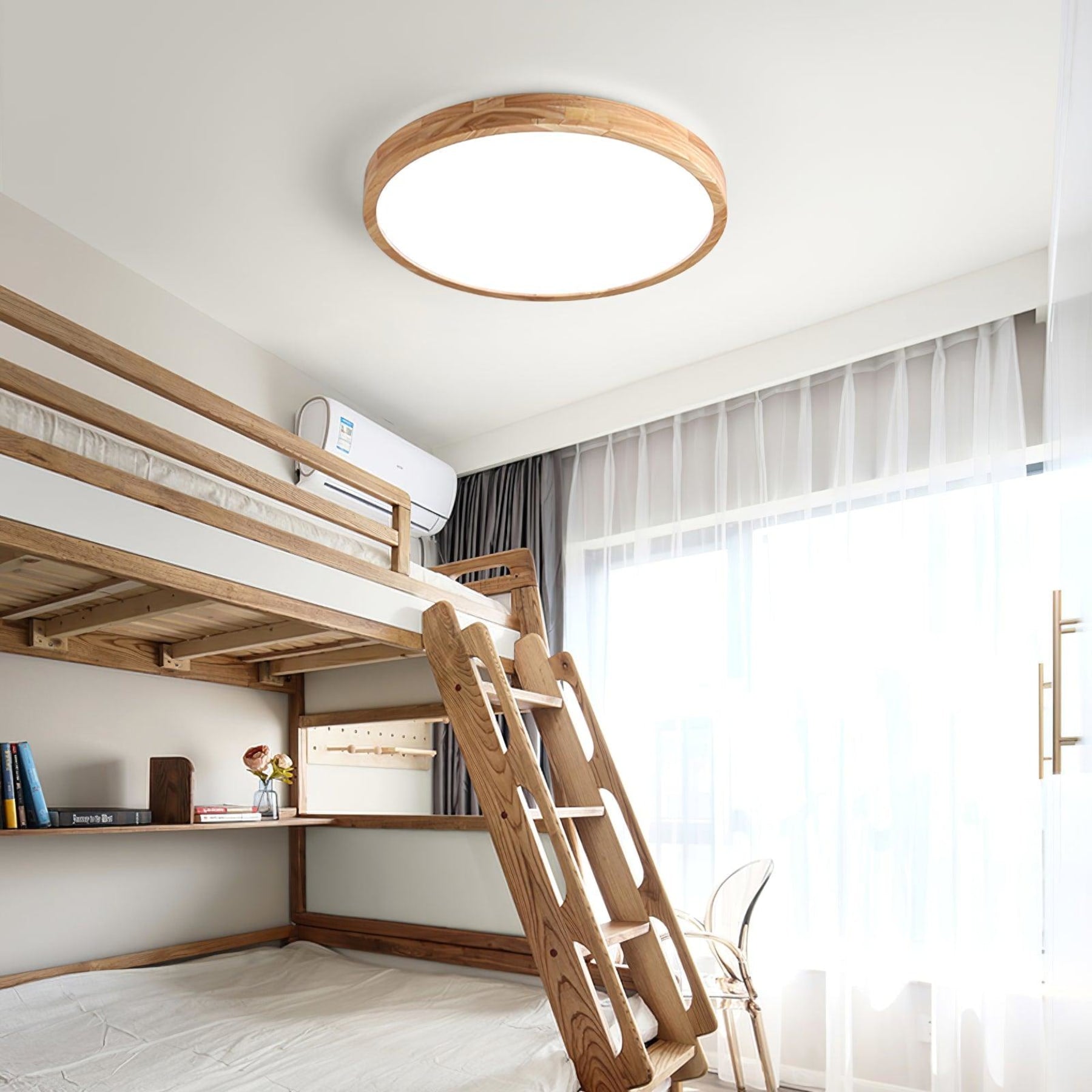 Scandinavian Wood Flush Mount Ceiling Light With Slim Profile — Halden Lighting