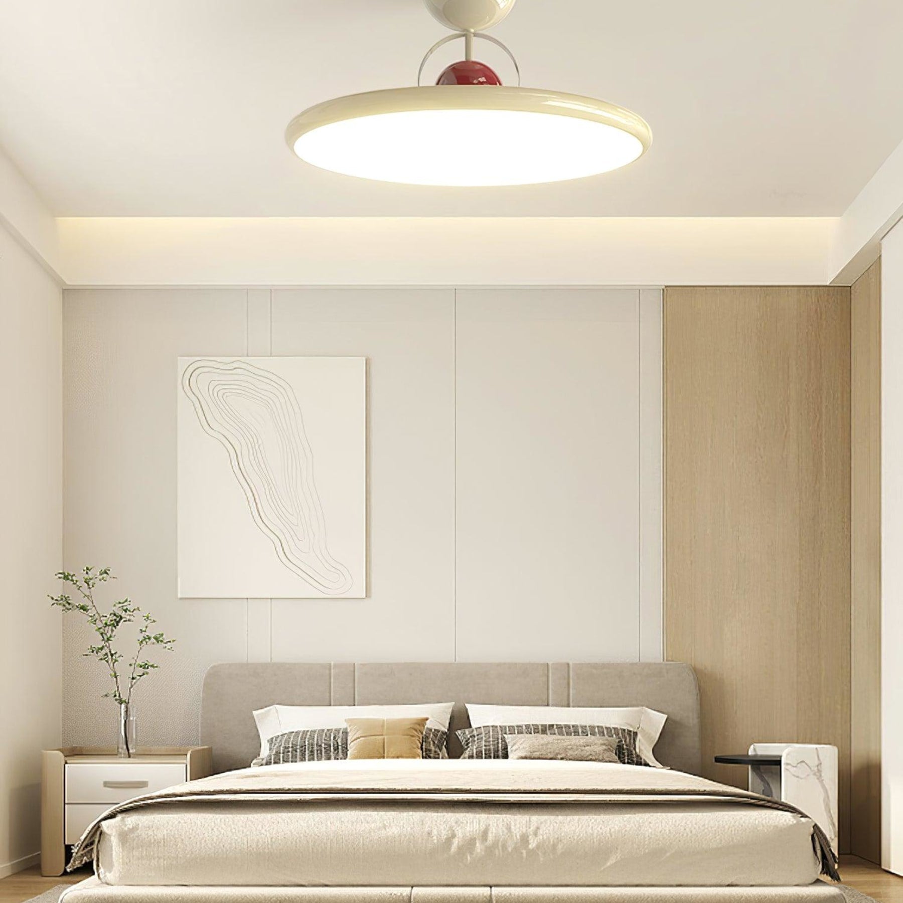 Modern Metal Semi-Flush Ceiling Light With Tri-Colour Dimming — Halden Lighting