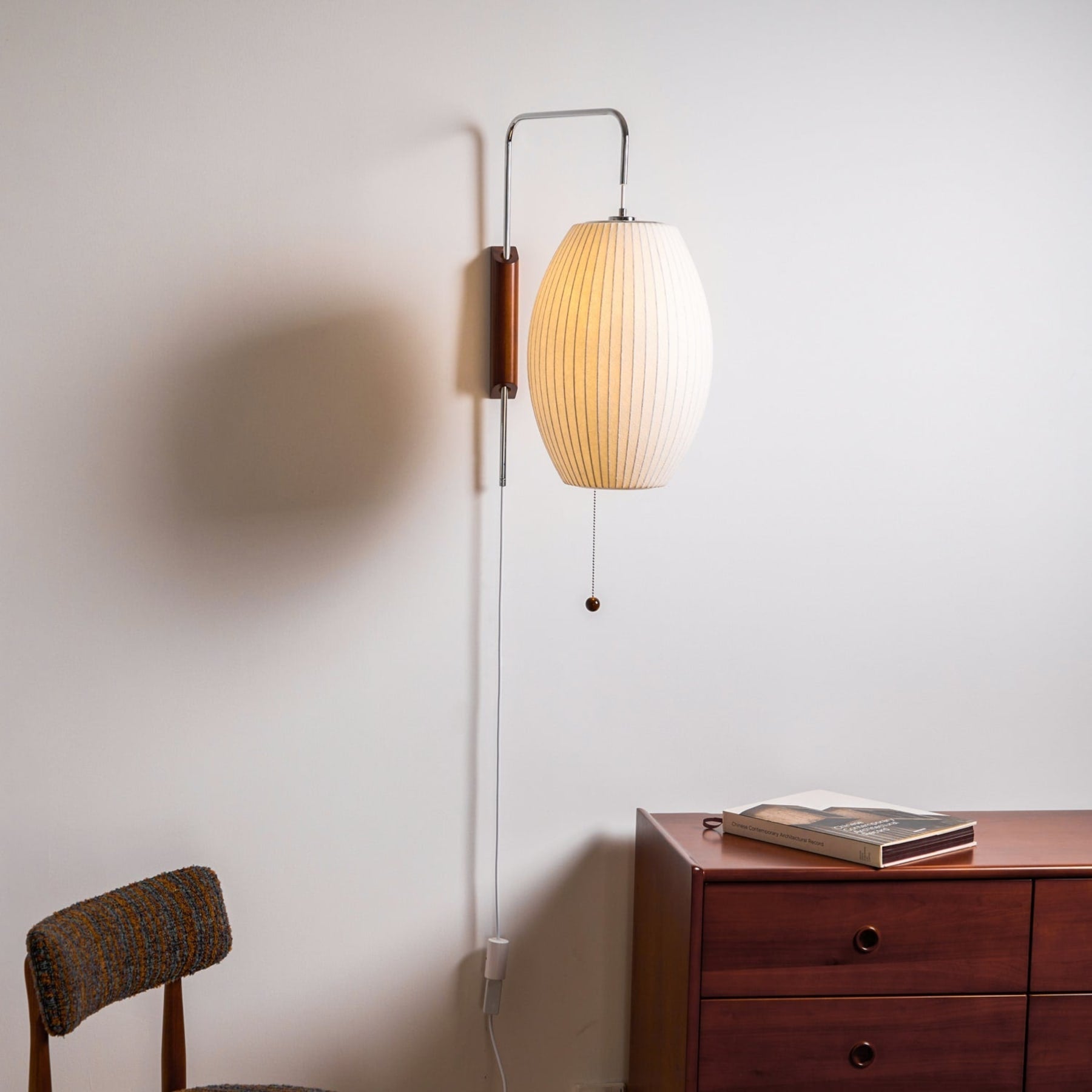 Retro Silk and Walnut Wall Light With Warm LED Glow — Halden Lighting