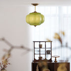 Retro Wrought Iron Glass Semi-Flush Ceiling Light With Tri-Colour Glow — Halden Lighting