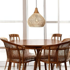 Bohemian Woven Rattan Pendant Light With Warm Neutral Glow — Halden Lighting