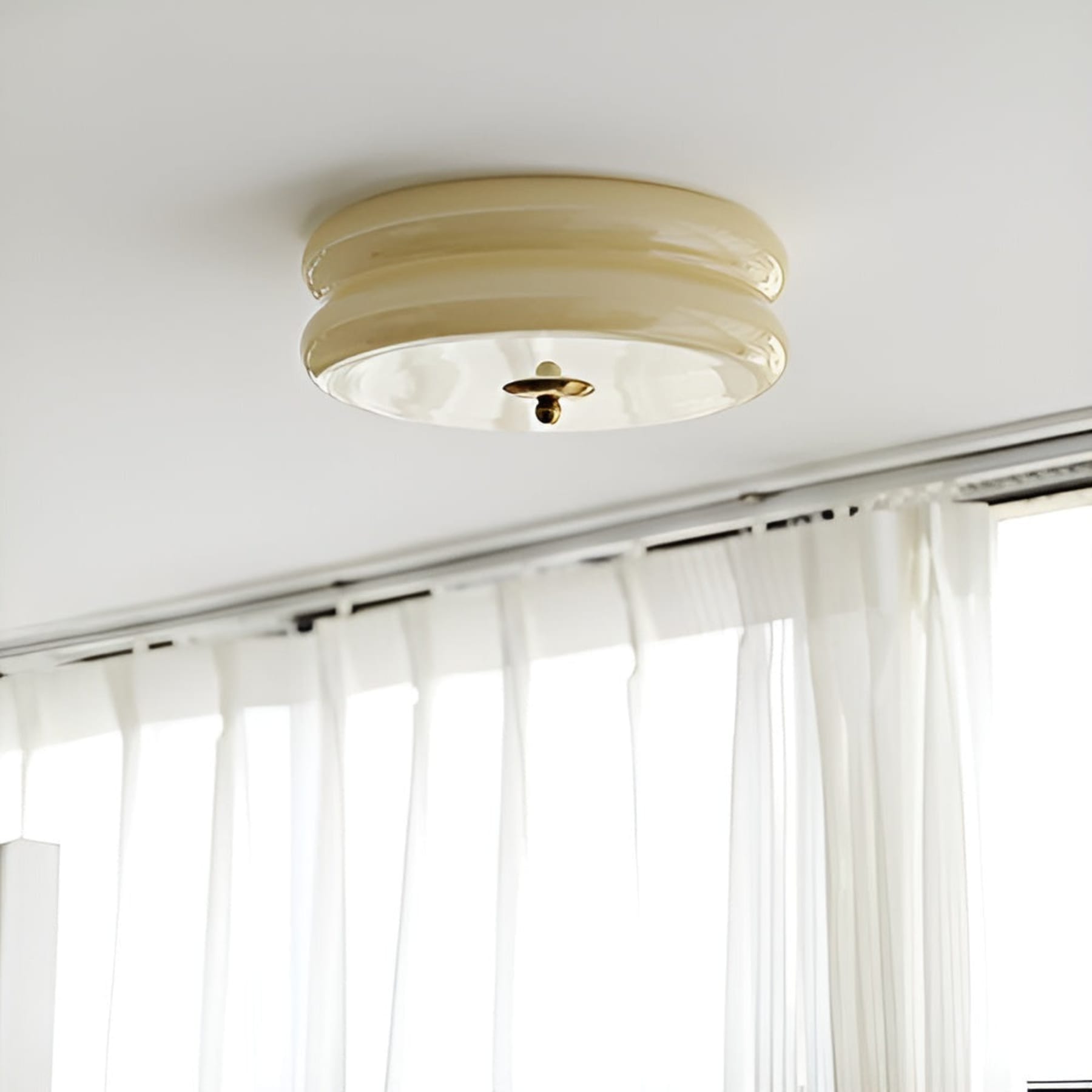 Retro Glass Flush Mount Ceiling Light For Living Room — Halden Lighting