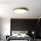 Modern Wood Flush Mount Ceiling Light With Remote Dimming — Halden Lighting