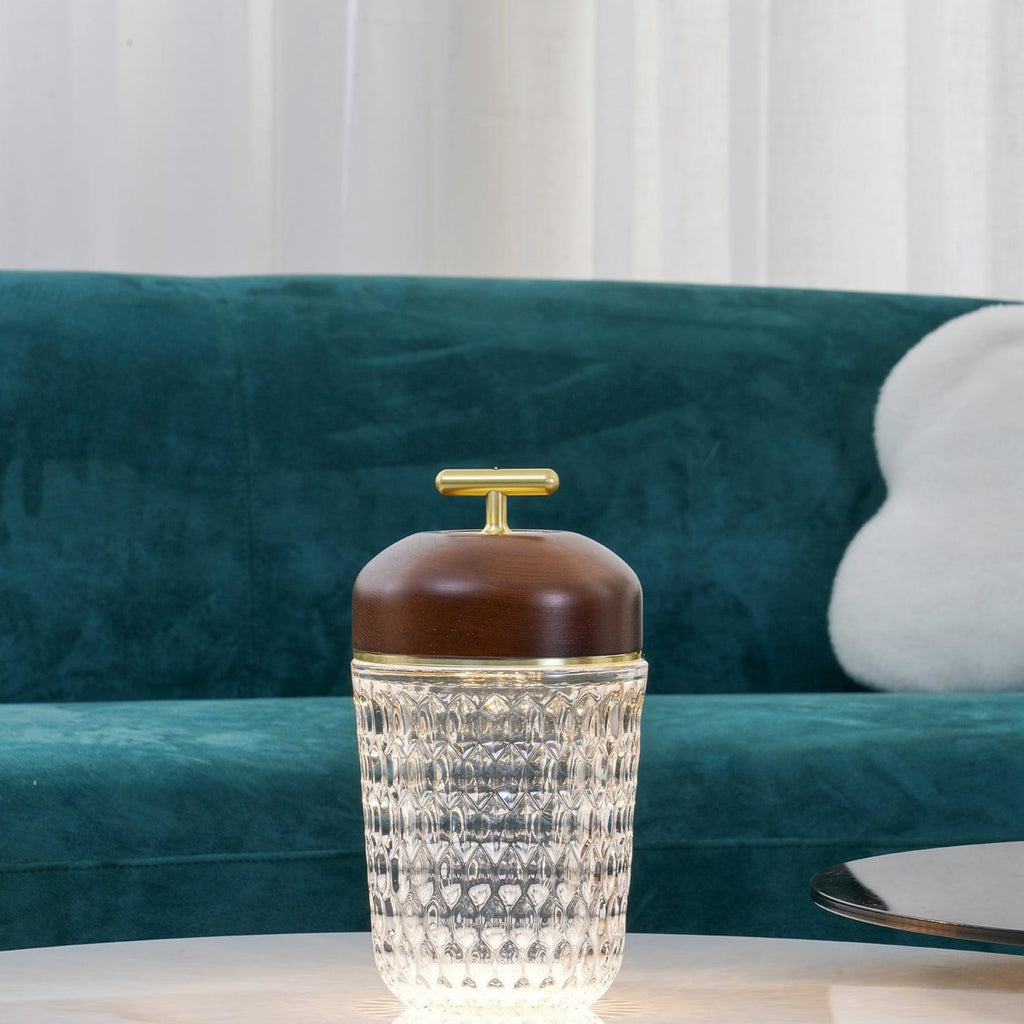 Modern Glass Table Lamp With USB Plug-In Convenience — Halden Lighting