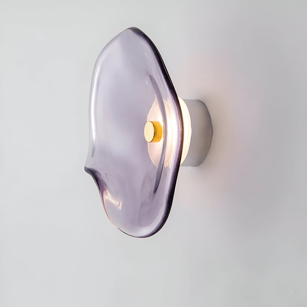Modern Glass Wall Light With Warm LED Glow in Light Purple — Halden Lighting