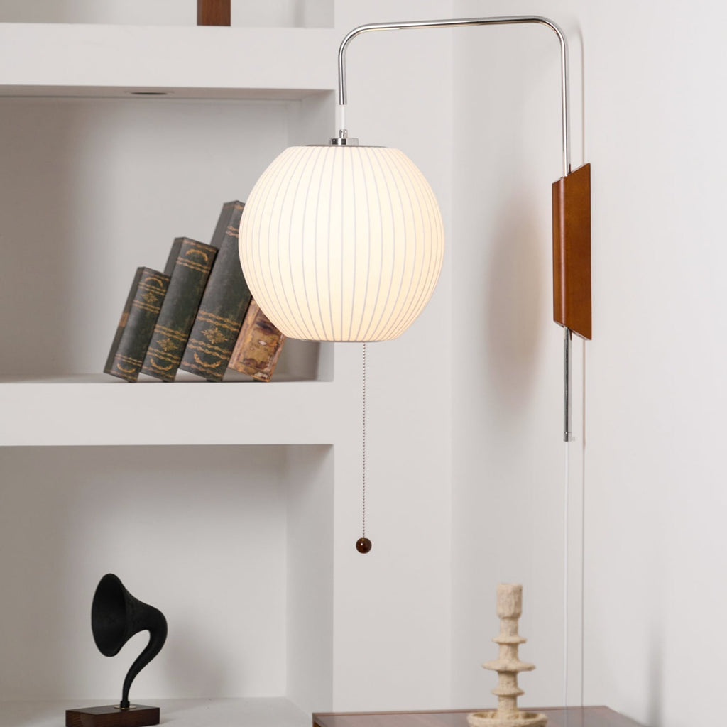 Retro Silk and Walnut Wall Light With Warm LED Glow — Halden Lighting