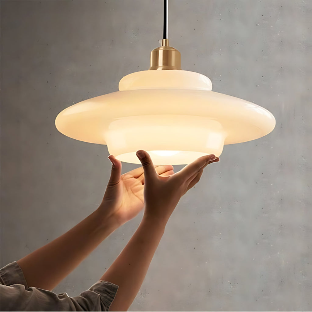 Modern Glass Pendant Light With Warm LED Glow for Dining Room — Halden Lighting