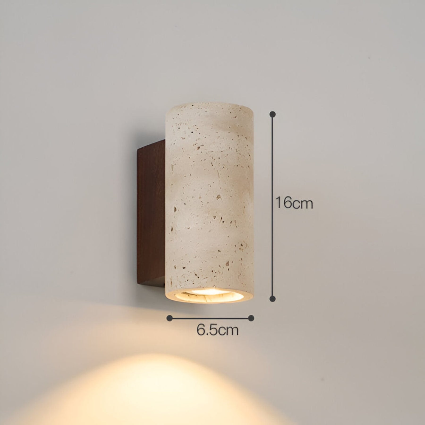 Modern Travertine And Wood Wall Light With Warm LED Glow — Halden Lighting