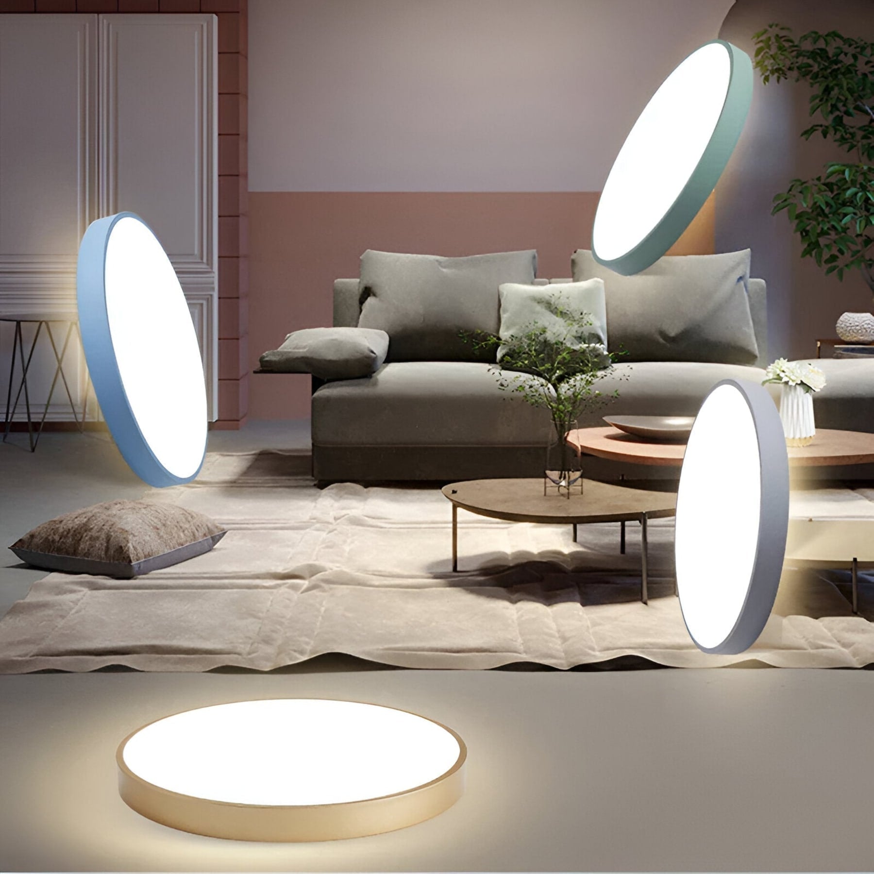 Modern Metal Flush Mount Ceiling Light With Stepless Dimming — Halden Lighting
