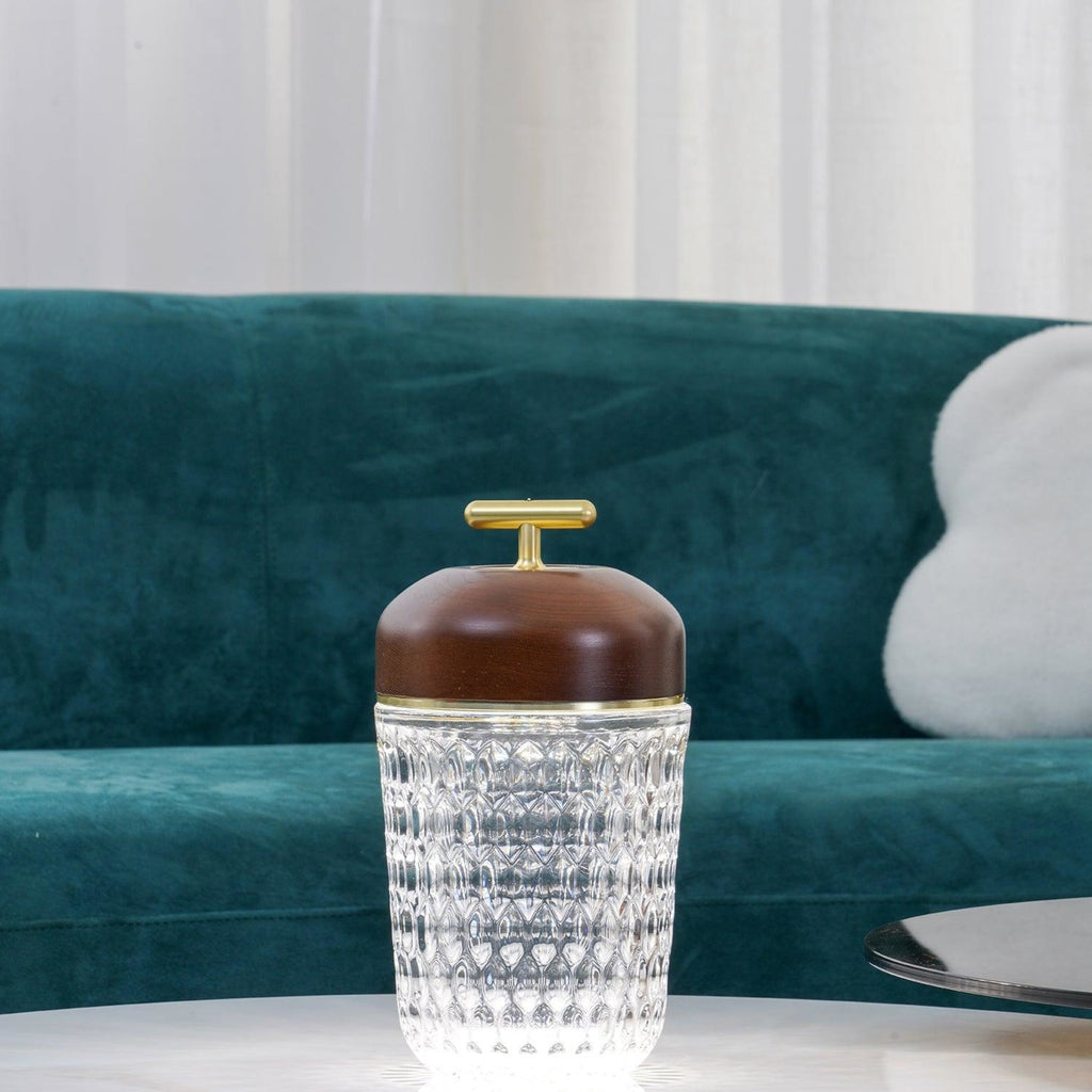 Modern Glass Table Lamp With USB Plug-In Convenience — Halden Lighting