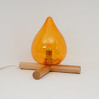 Modern Bamboo and Wood Table Lamp With Warm LED Glow — Halden Lighting