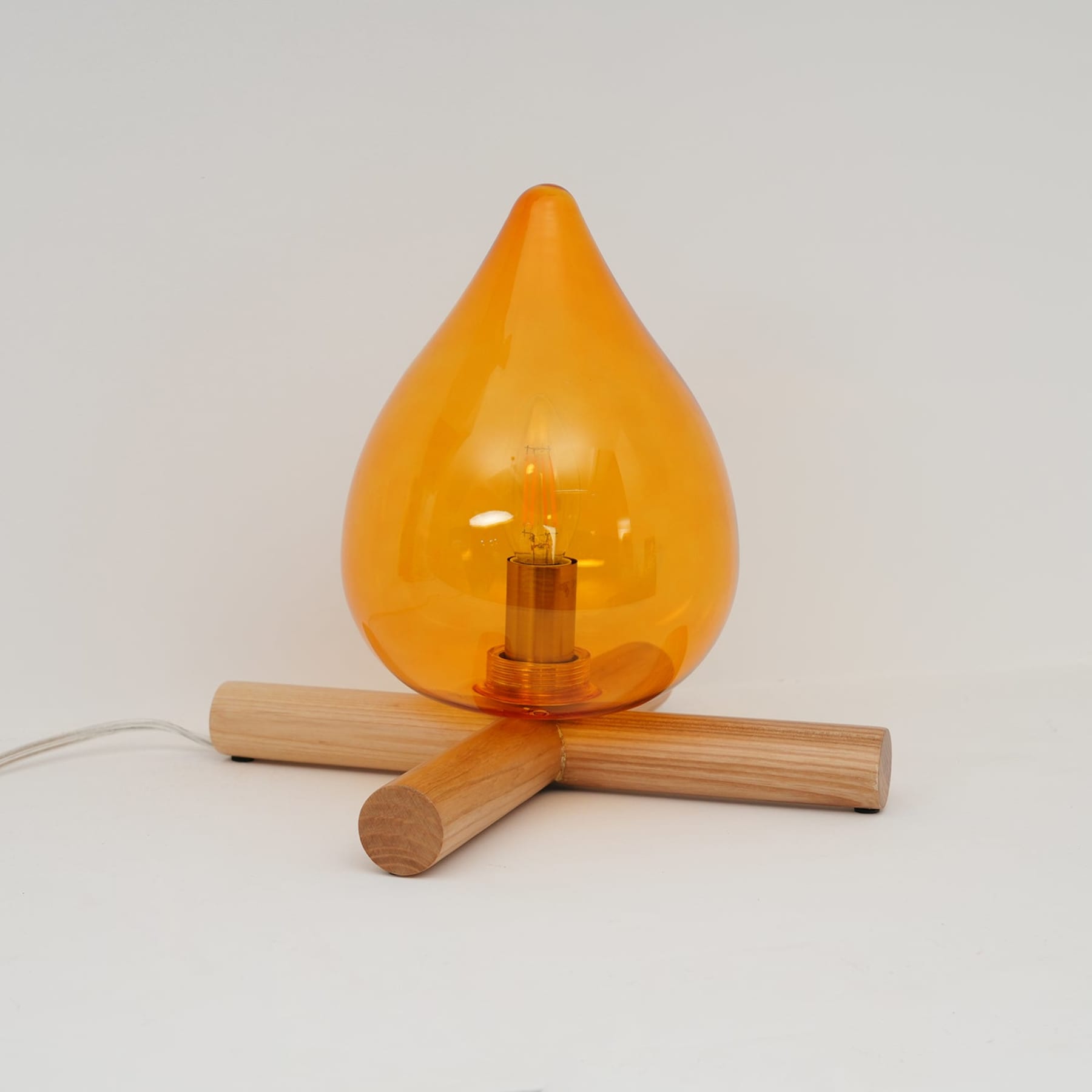 Modern Bamboo and Wood Table Lamp With Warm LED Glow — Halden Lighting