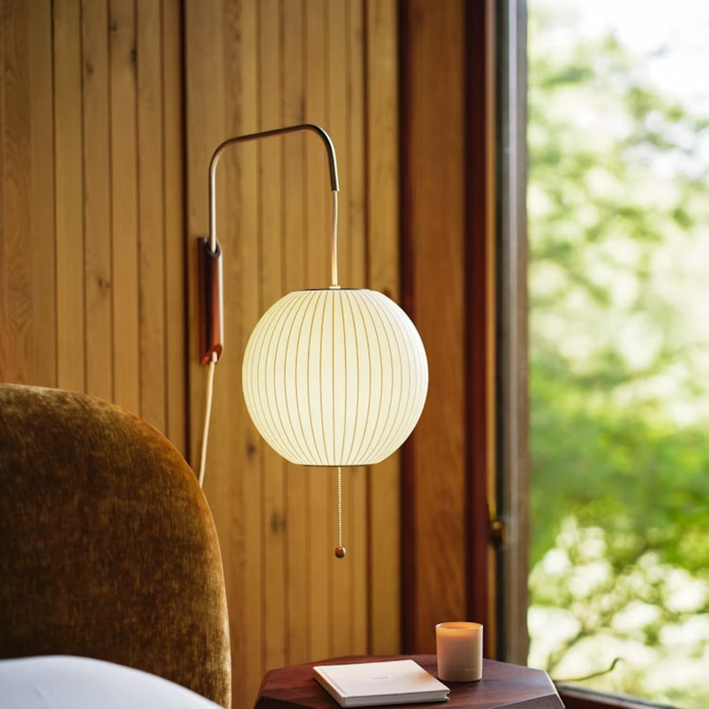 Retro Silk and Walnut Wall Light With Warm LED Glow — Halden Lighting