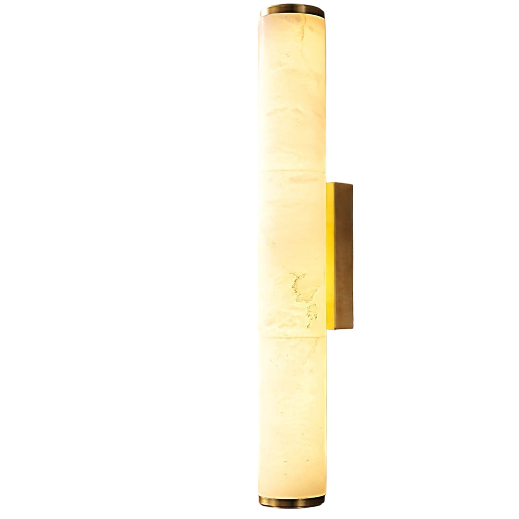 Modern Marble and Copper Wall Light With Warm LED Glow in Gold — Halden Lighting