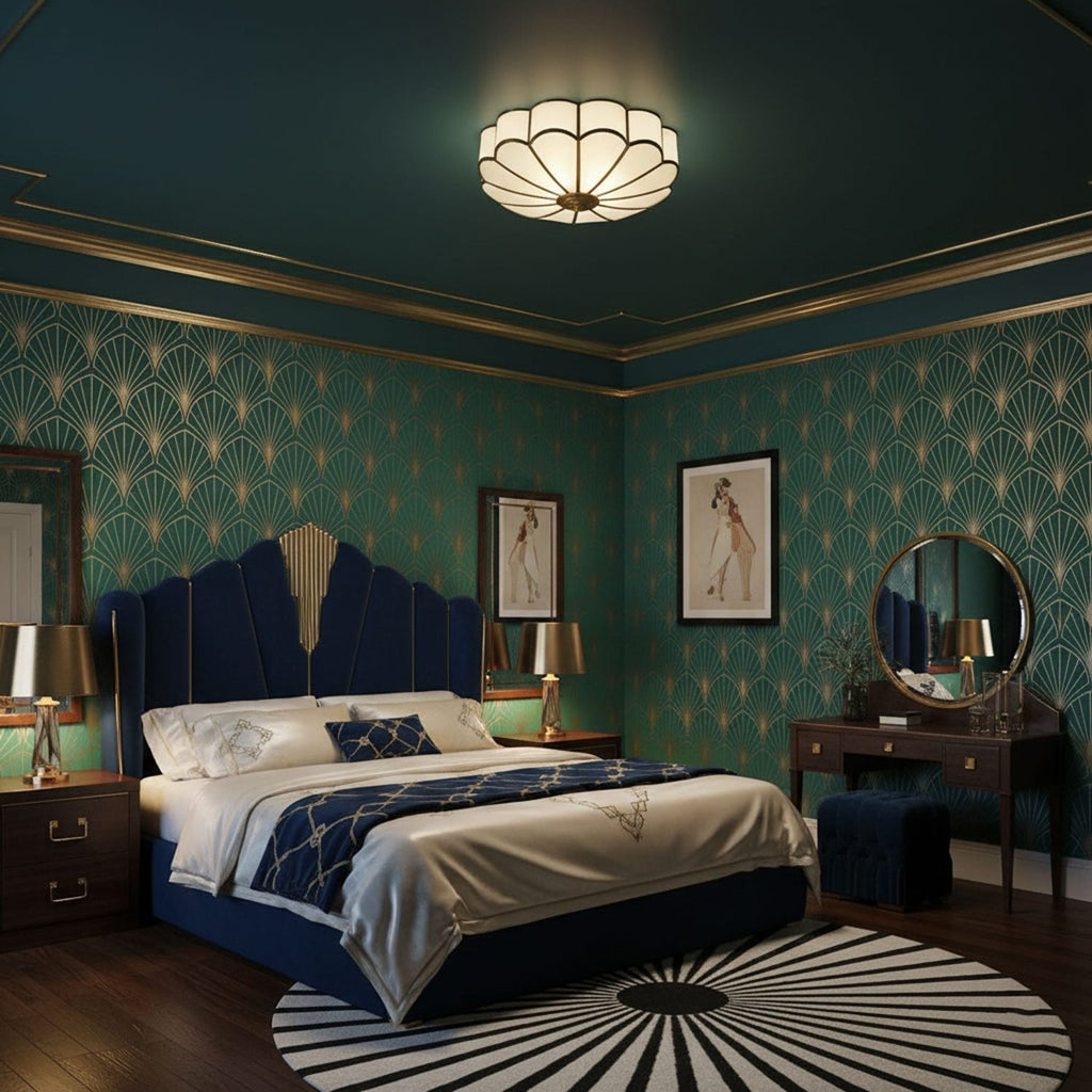 Traditional Brass Flush Mount Ceiling Light With Cool Daylight Glow — Halden Lighting