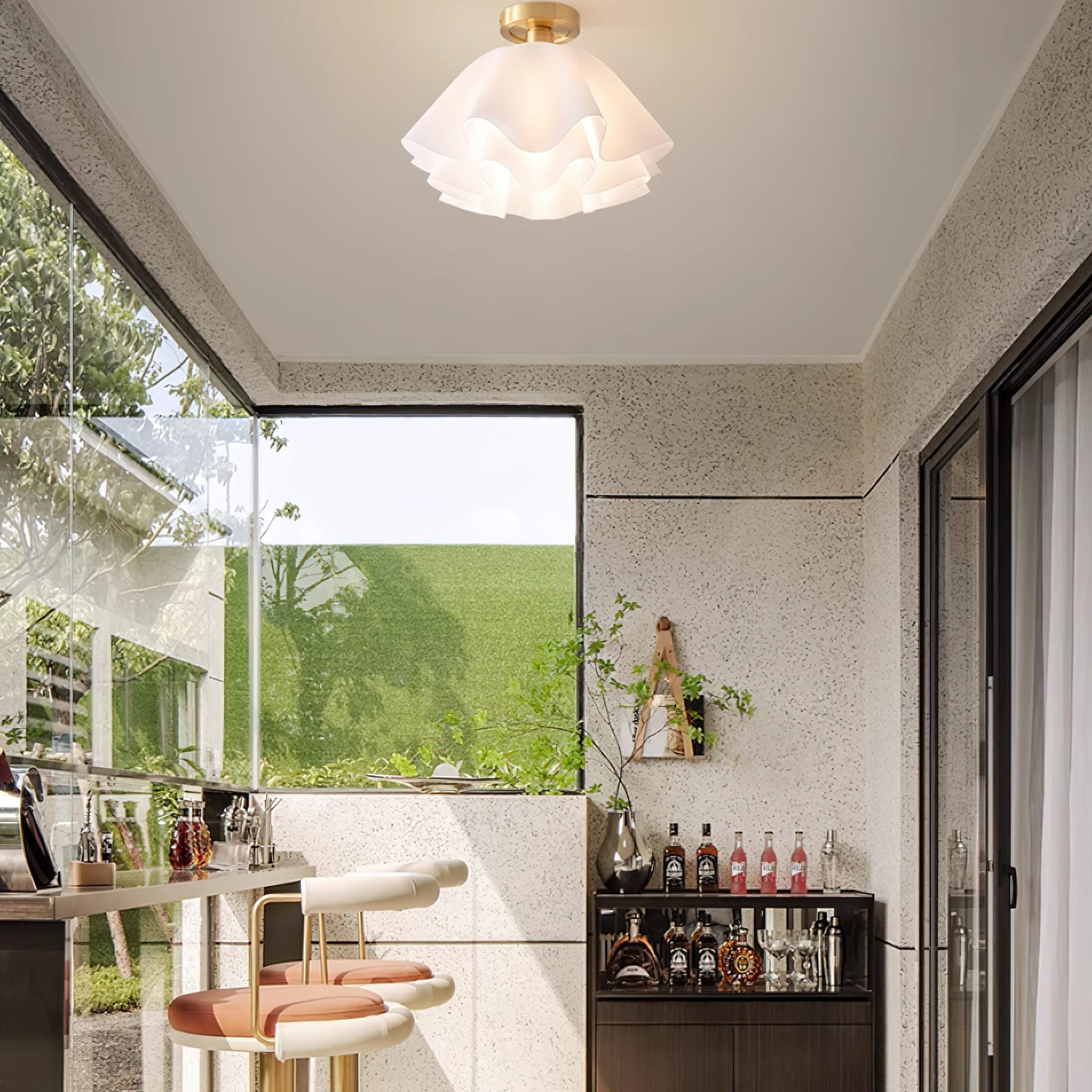 Modern Copper and Acrylic Semi-Flush Ceiling Light With Dimmable Glow — Halden Lighting
