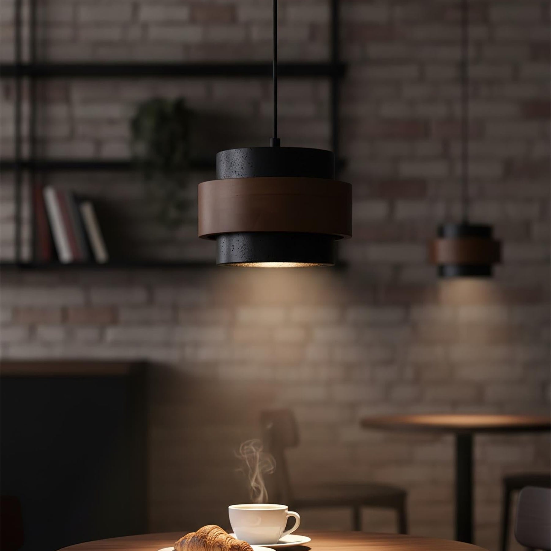 Modern Travertine And Wood Pendant Light For Dining Room — Halden Lighting