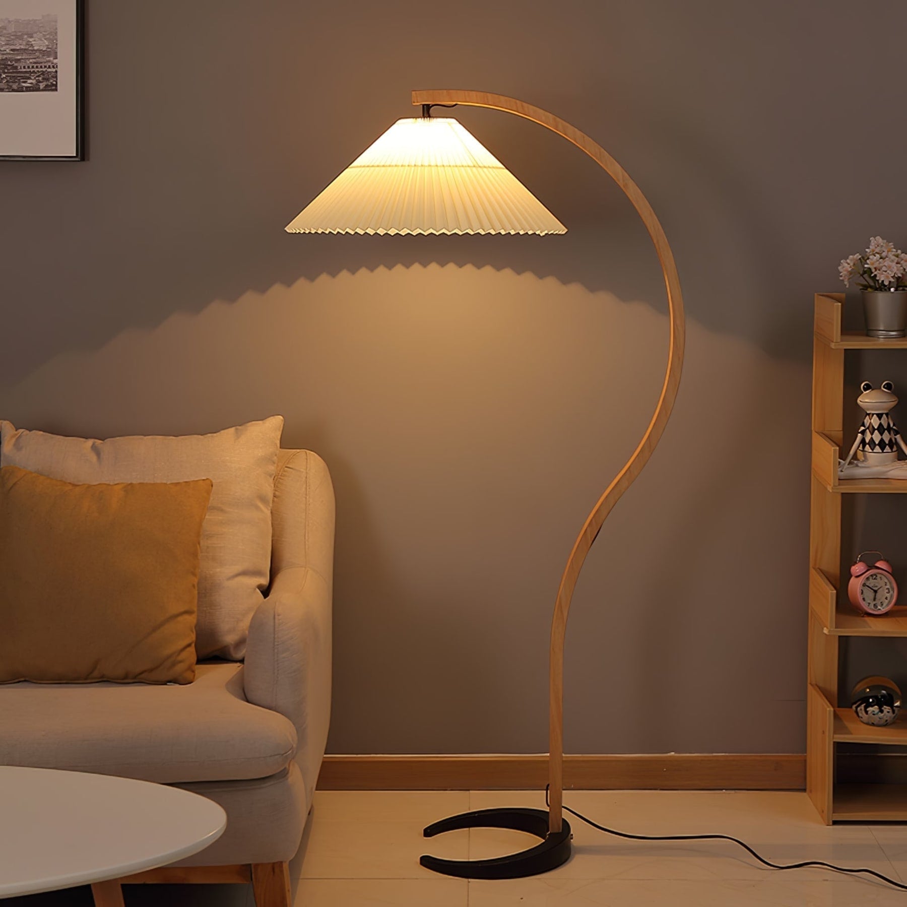 Scandinavian Wood Floor Lamp With Warm LED Glow for Living Room — Halden Lighting