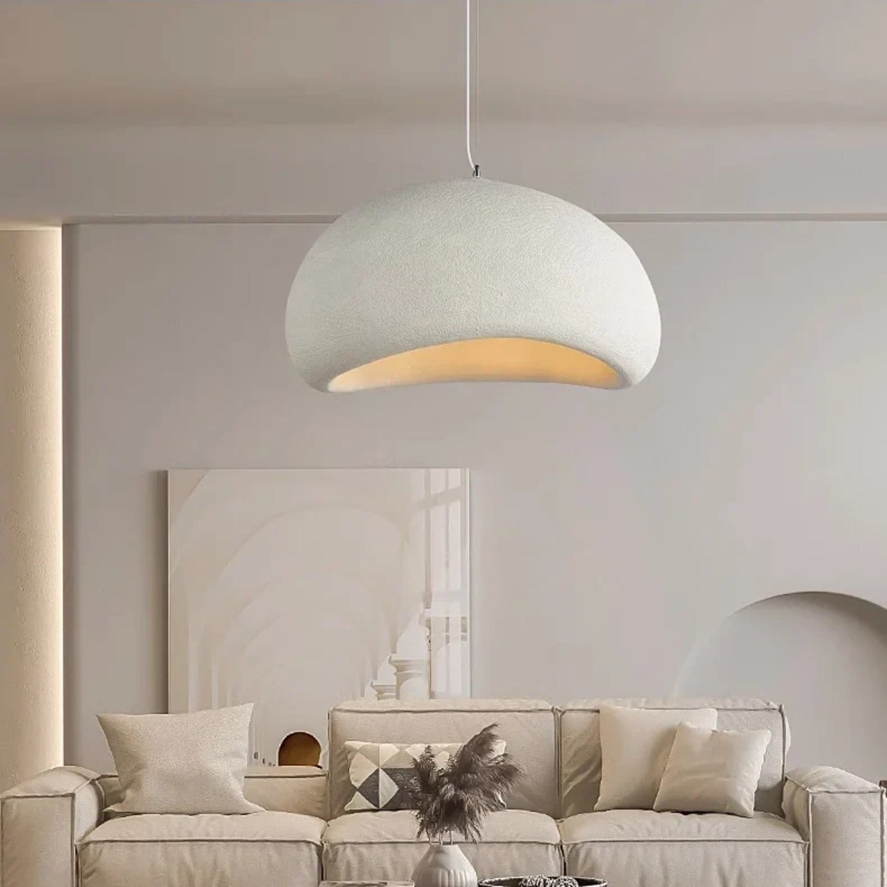 Modern Stone Pendant Light With Matte Finish for Living Room — Halden Lighting