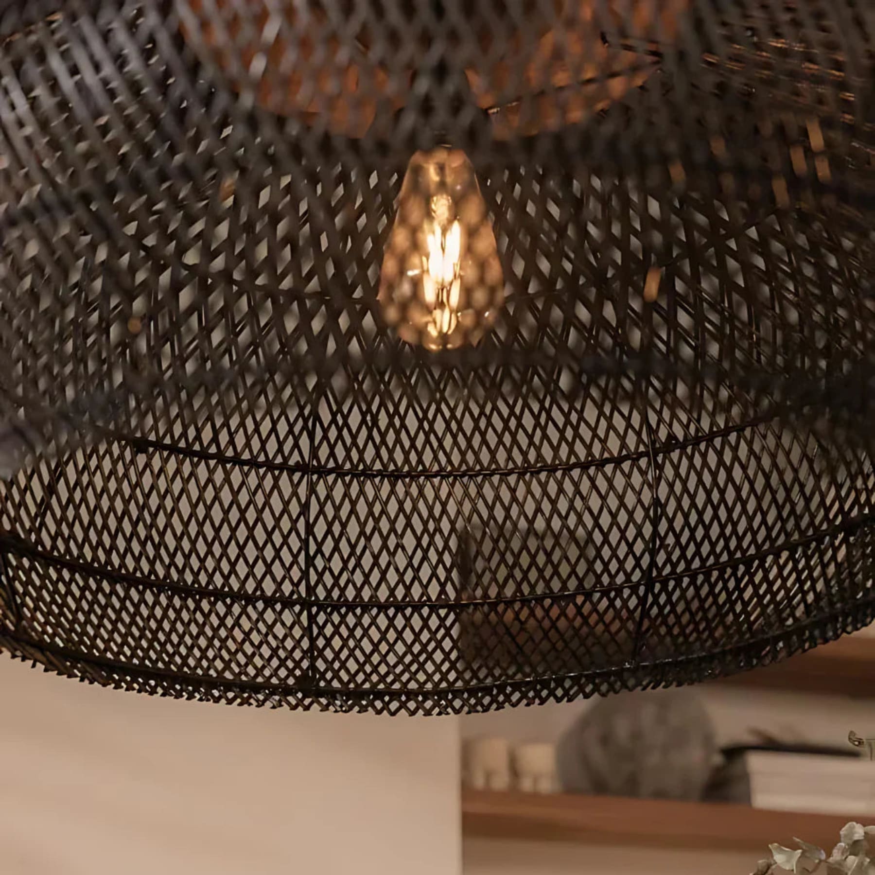 Bohemian Woven Rattan Pendant Light With Warm Neutral Glow — Halden Lighting