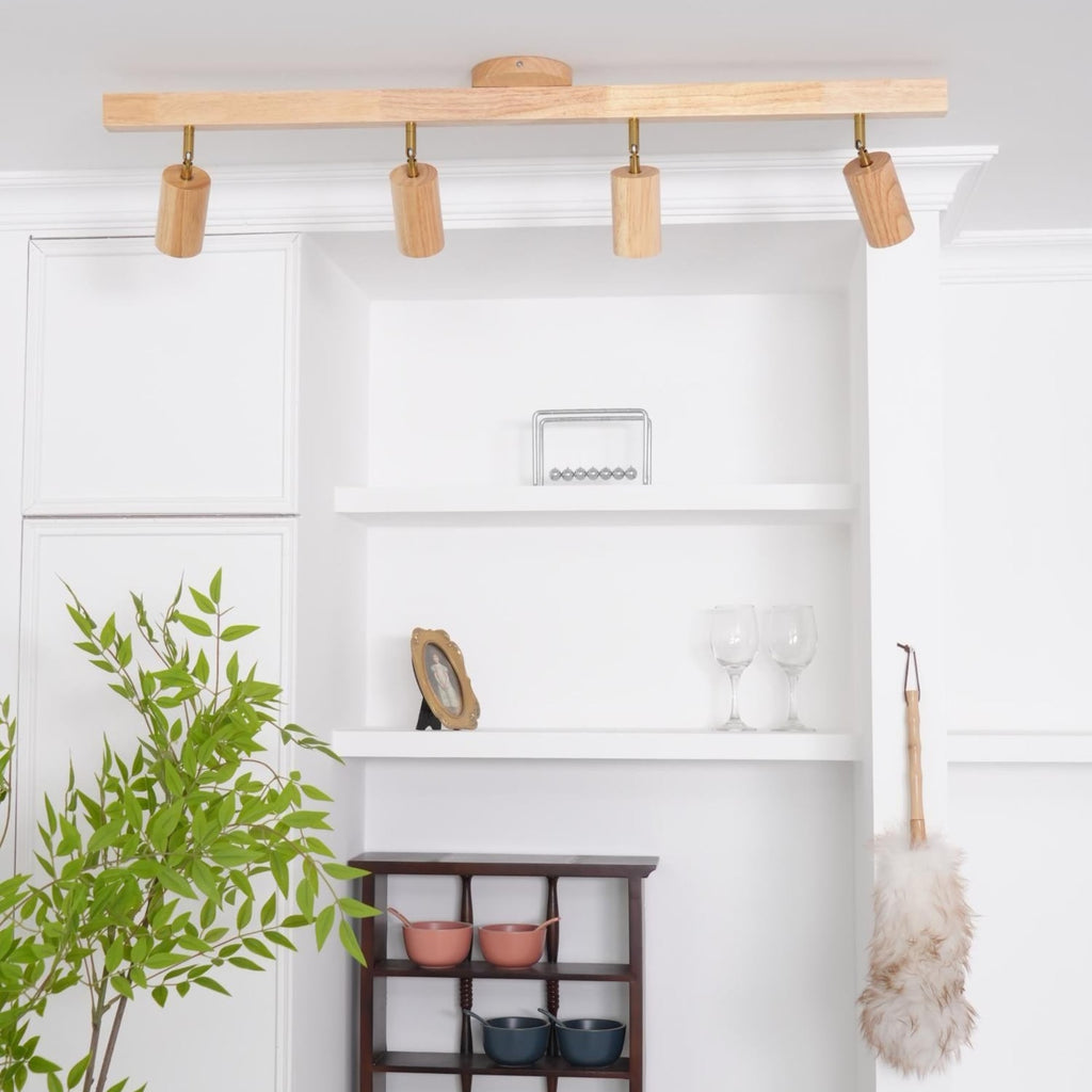 Modern Linear Walnut Wood Ceiling Light for Living Room — Halden Lighting
