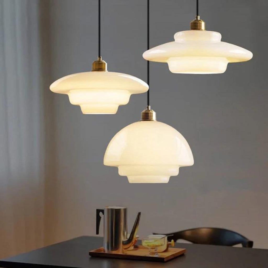 Modern Glass Pendant Light With Warm LED Glow for Dining Room — Halden Lighting
