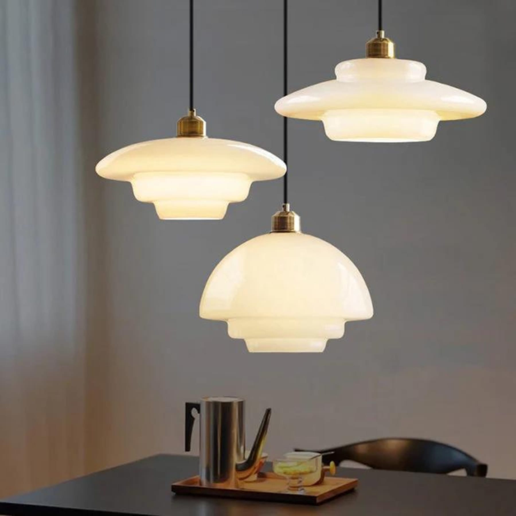 Modern Glass Pendant Light With Warm LED Glow for Dining Room — Halden Lighting