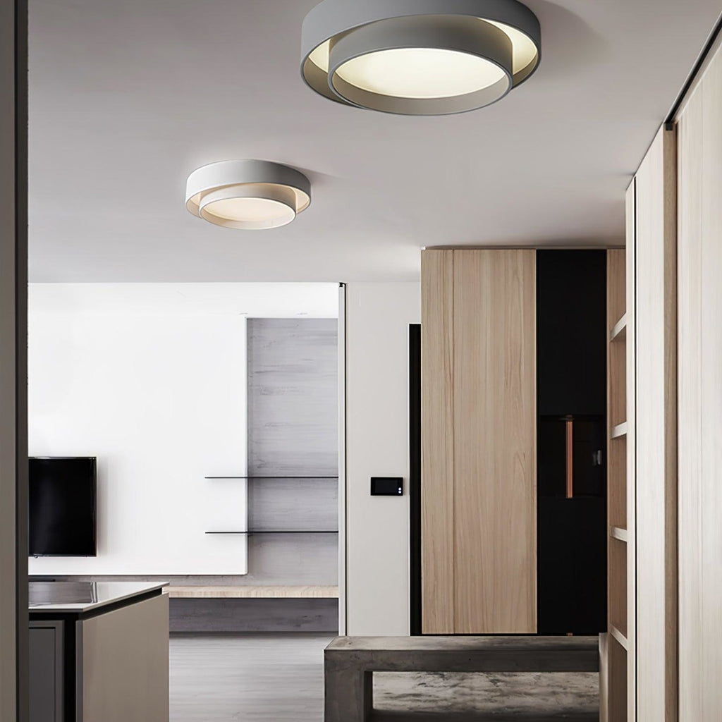 Modern Metal Flush Mount Ceiling Light With Cool Daylight Glow — Halden Lighting
