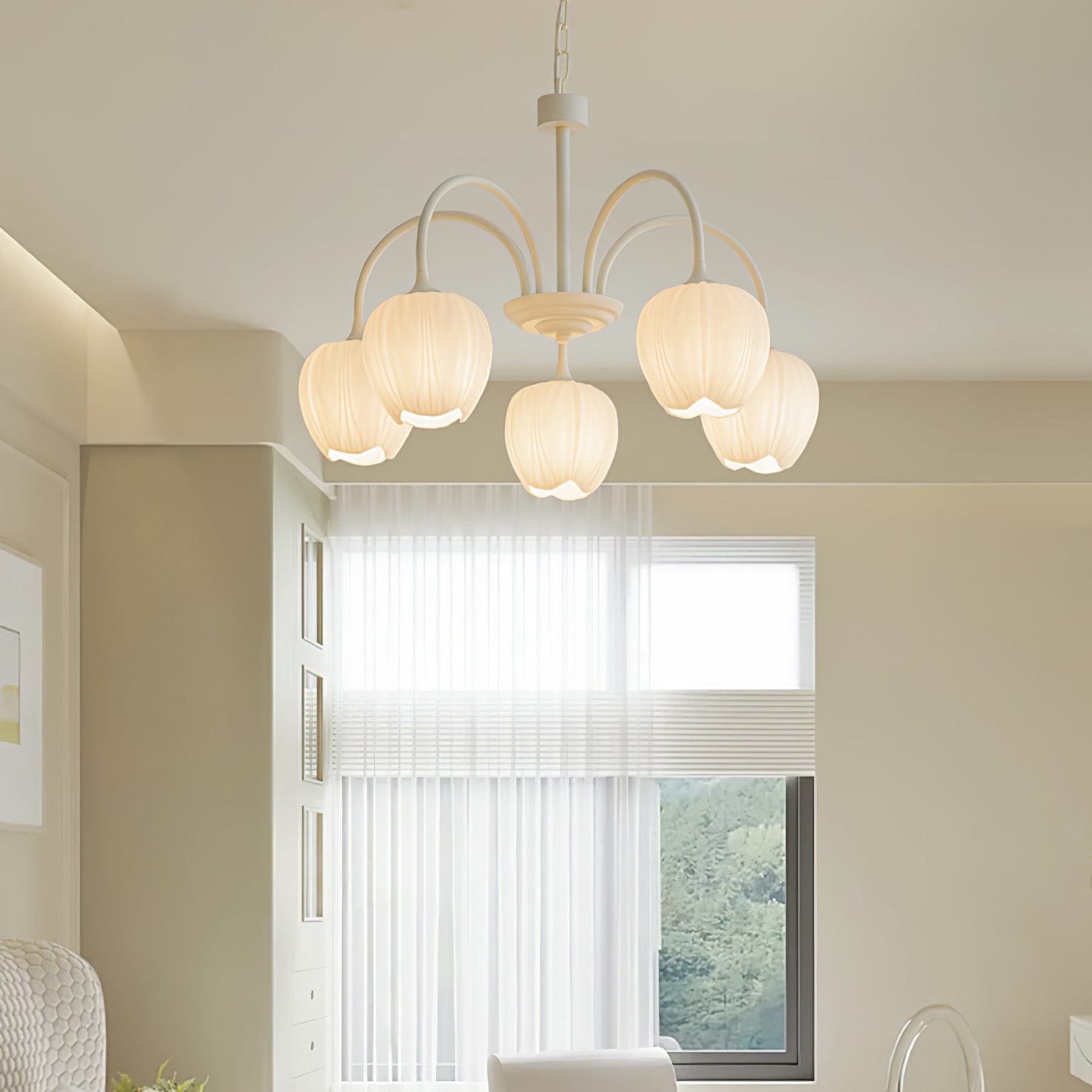 Retro Metal And Glass Chandelier With Included Bulbs For Living Room — Halden Lighting