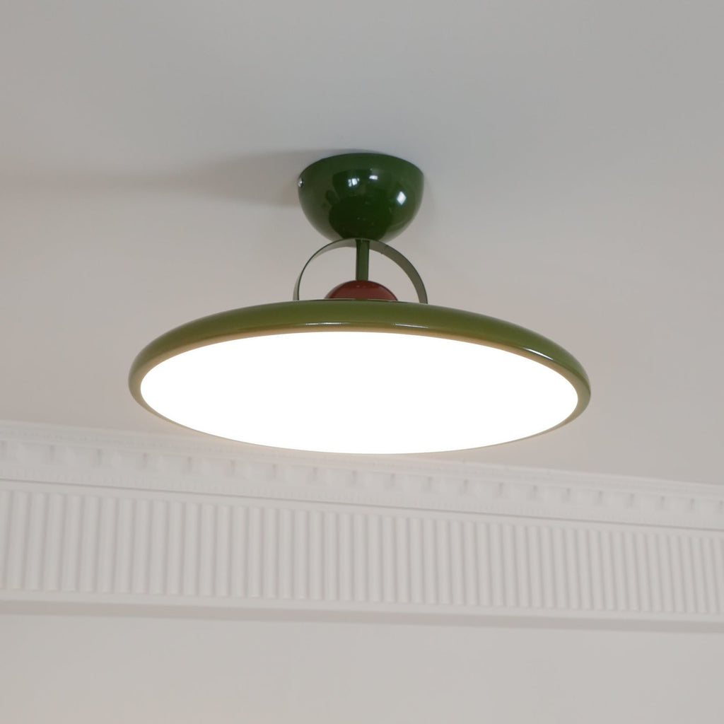 Modern Metal Semi-Flush Ceiling Light With Tri-Colour Dimming — Halden Lighting