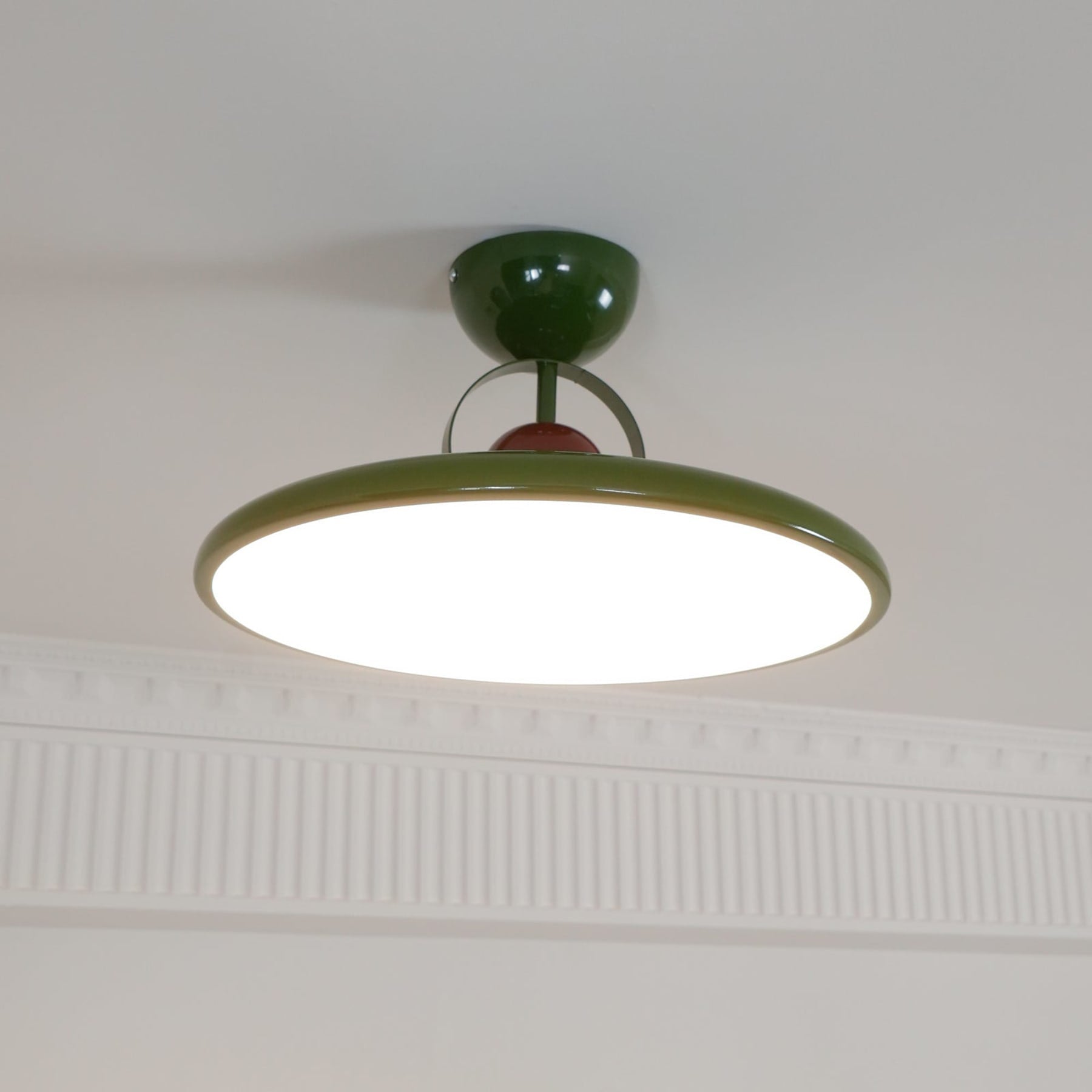 Modern Metal Semi-Flush Ceiling Light With Tri-Colour Dimming — Halden Lighting