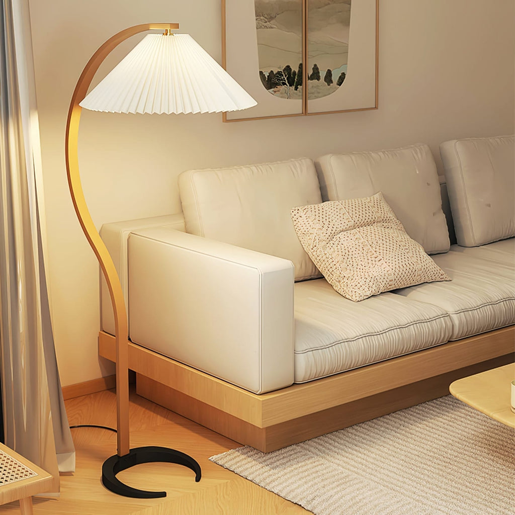 Scandinavian Wood Floor Lamp With Warm LED Glow for Living Room — Halden Lighting