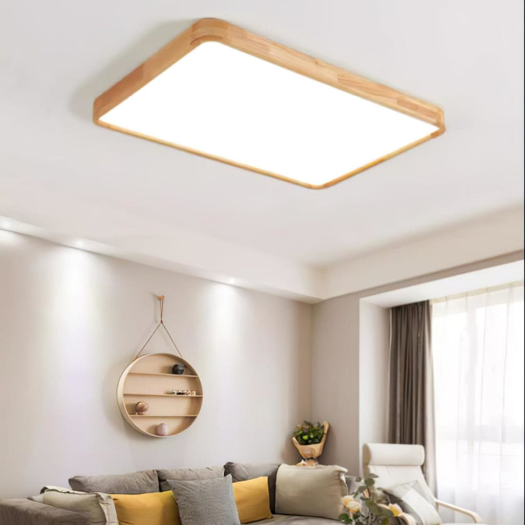 Scandinavian Wood Flush Mount Ceiling Light With Slim Profile — Halden Lighting
