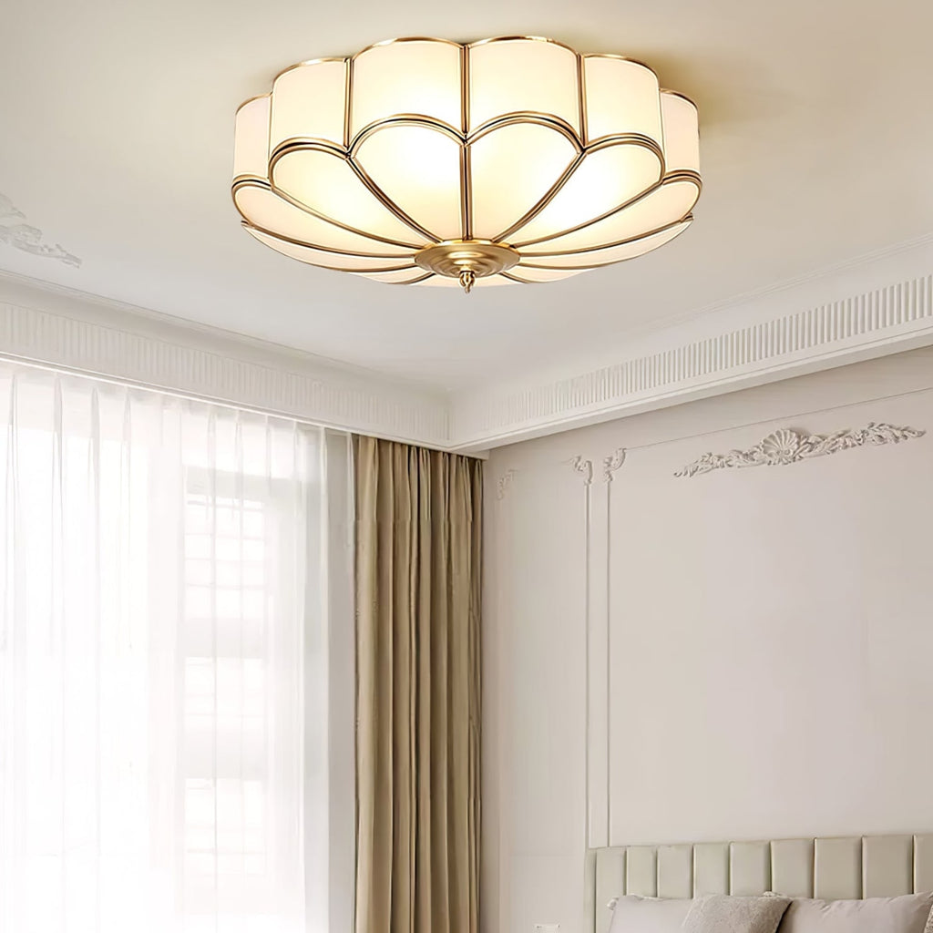 Traditional Brass Flush Mount Ceiling Light With Cool Daylight Glow — Halden Lighting