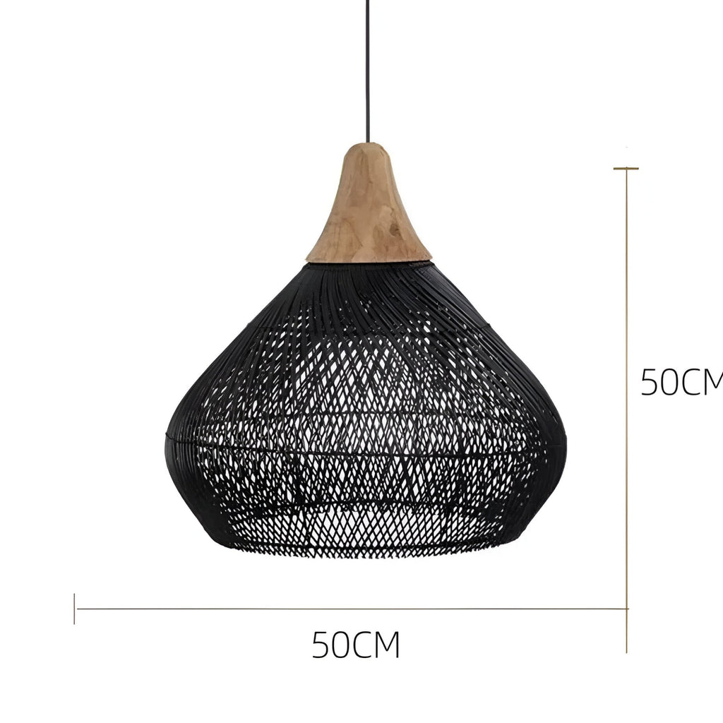 Bohemian Woven Rattan Pendant Light With Warm Neutral Glow — Halden Lighting