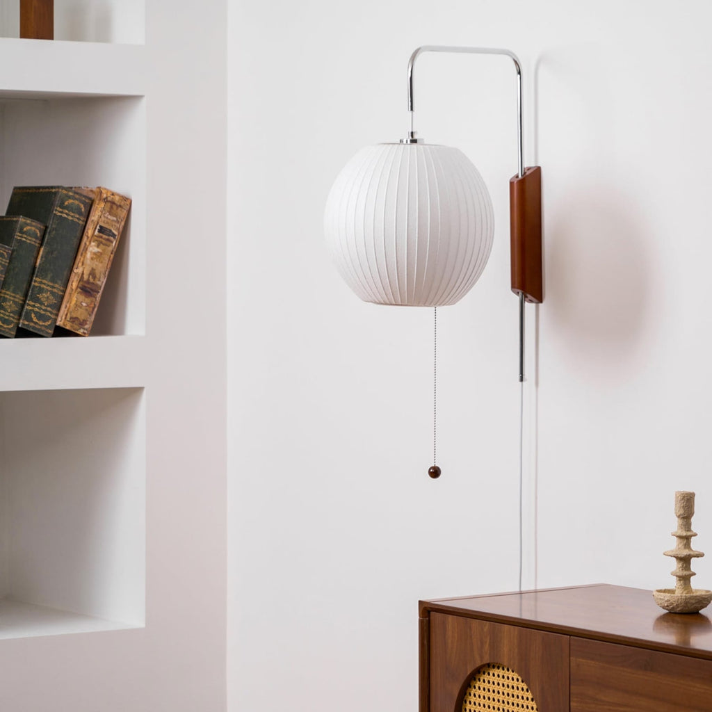 Retro Silk and Walnut Wall Light With Warm LED Glow — Halden Lighting
