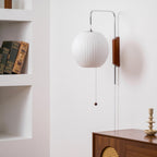 Retro Silk and Walnut Wall Light With Warm LED Glow — Halden Lighting