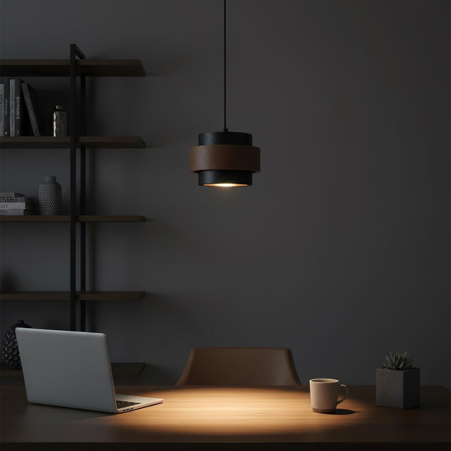 Modern Travertine And Wood Pendant Light For Dining Room — Halden Lighting