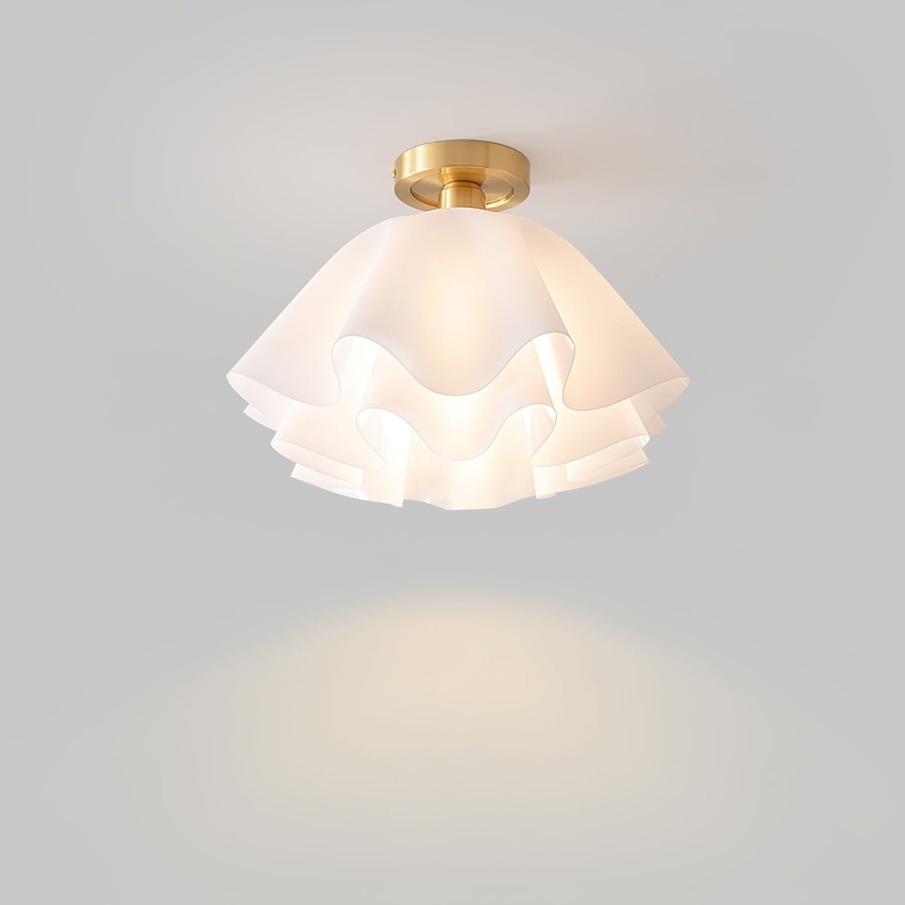 Modern Copper and Acrylic Semi-Flush Ceiling Light With Dimmable Glow — Halden Lighting
