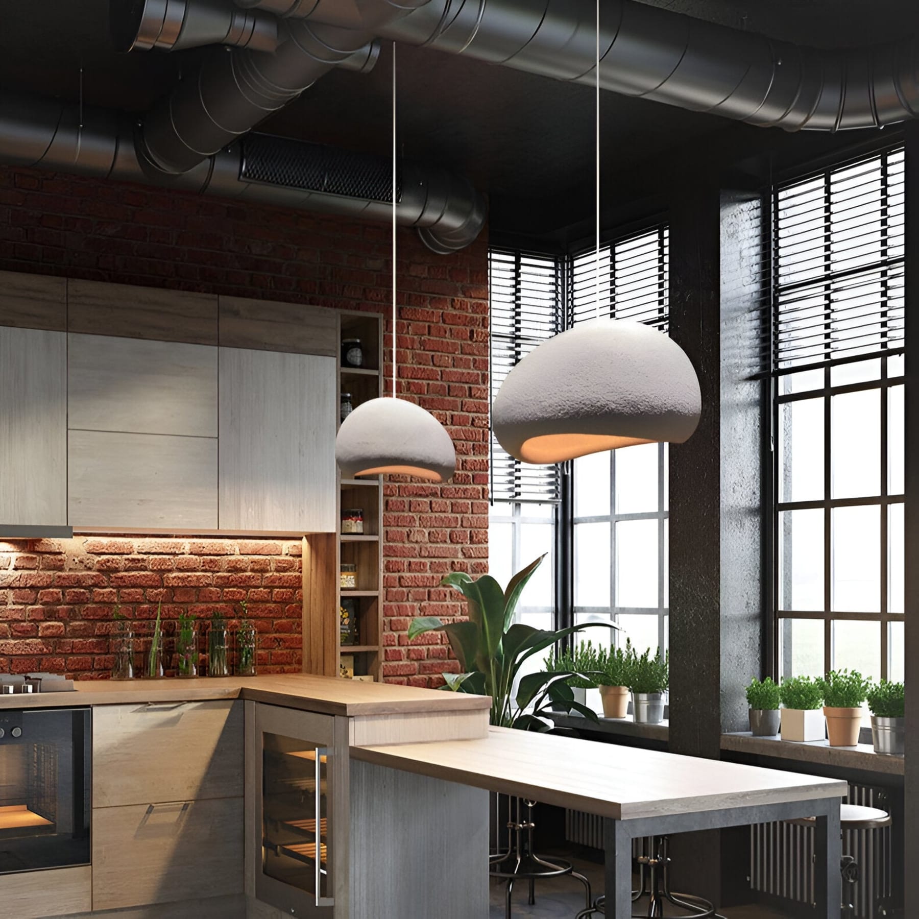 Modern Stone Pendant Light With Matte Finish for Living Room — Halden Lighting