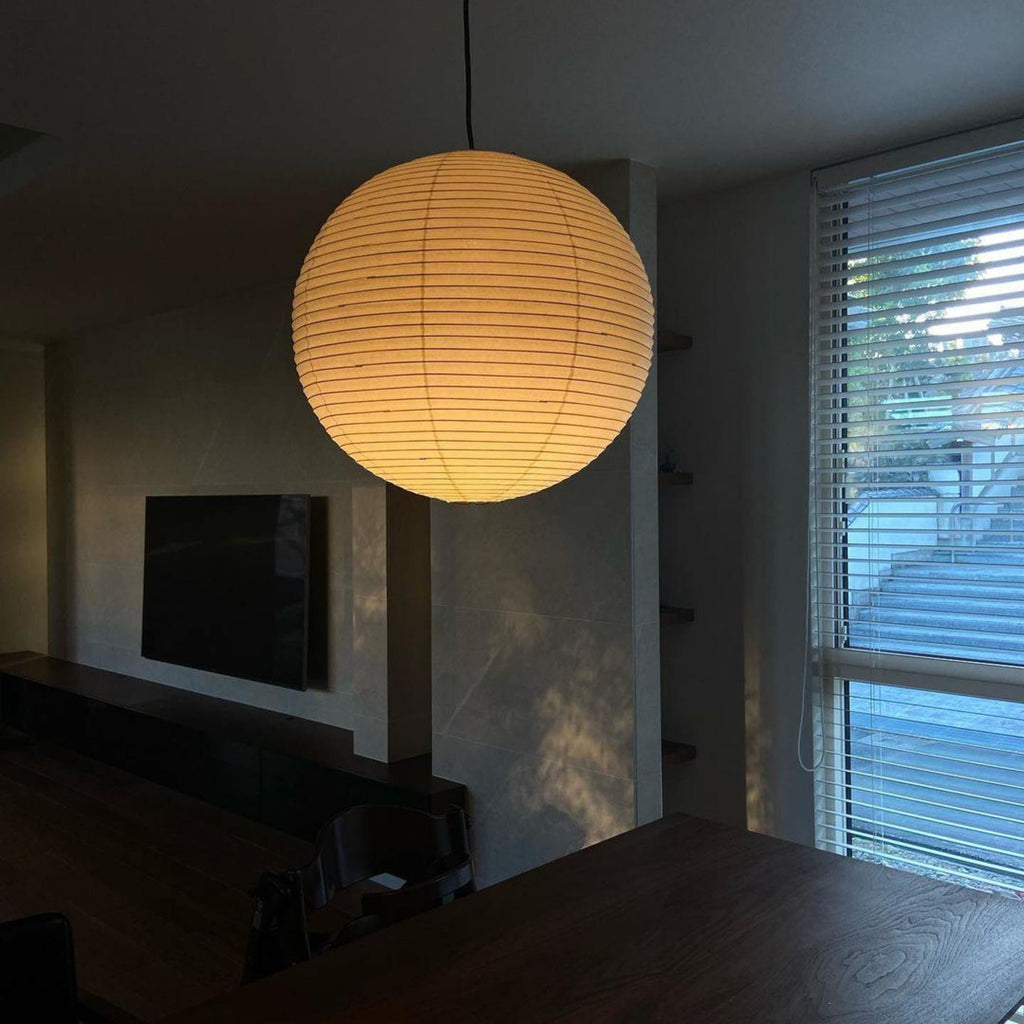 Minimalist Round Lantern Pendant Light With Fabric Shade — Halden Lighting