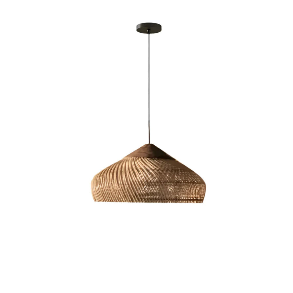 Bohemian Rattan Pendant Light With Warm LED Glow in Light Brown — Halden Lighting
