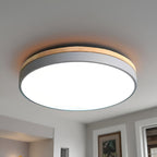 Modern Wood Flush Mount Ceiling Light With Remote Dimming — Halden Lighting